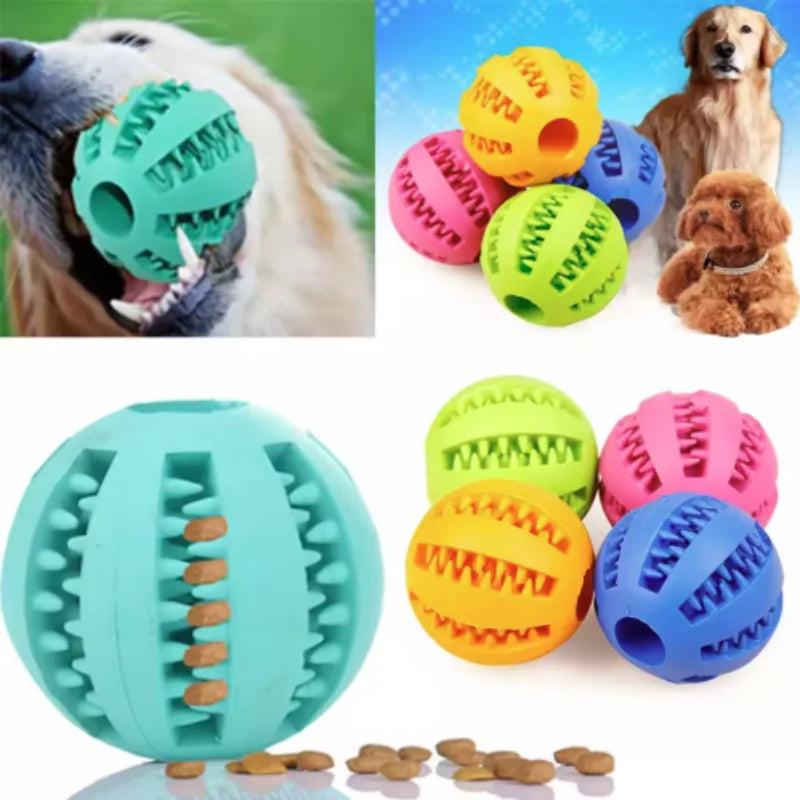 Interactive Dog Toy Ball Rubber Chew Ball for Puppies Pet Tooth Cleaning Feeder Silicone Treat Ball for Cats And Dogs