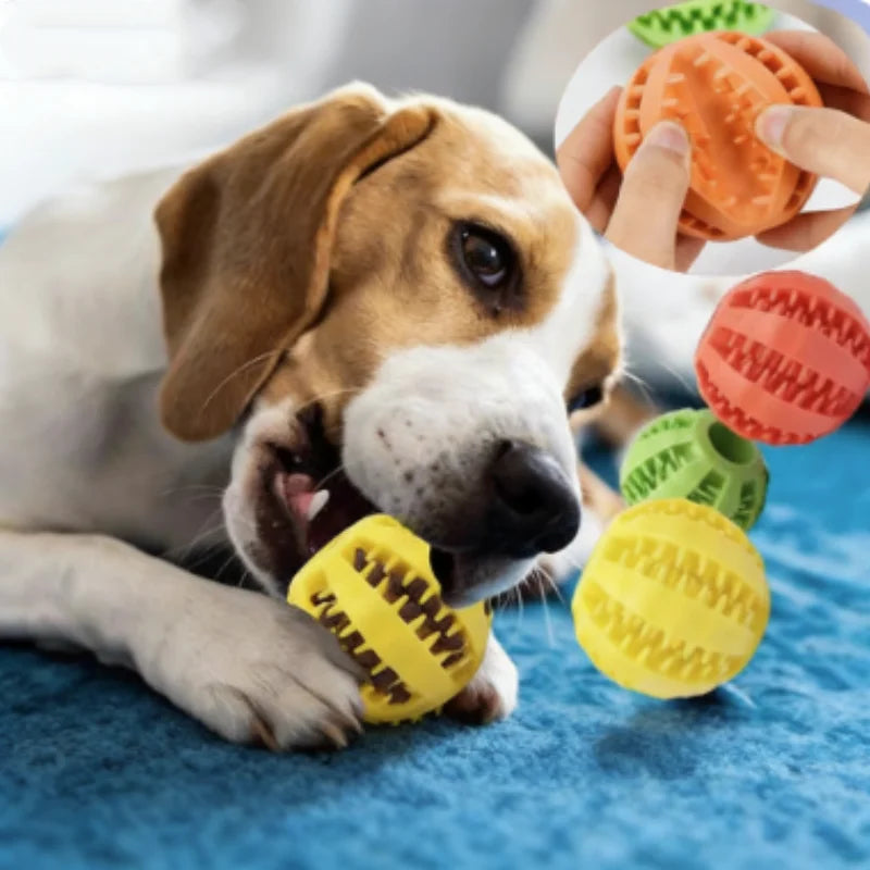 Interactive Dog Toy Ball Rubber Chew Ball for Puppies Pet Tooth Cleaning Feeder Silicone Treat Ball for Cats And Dogs