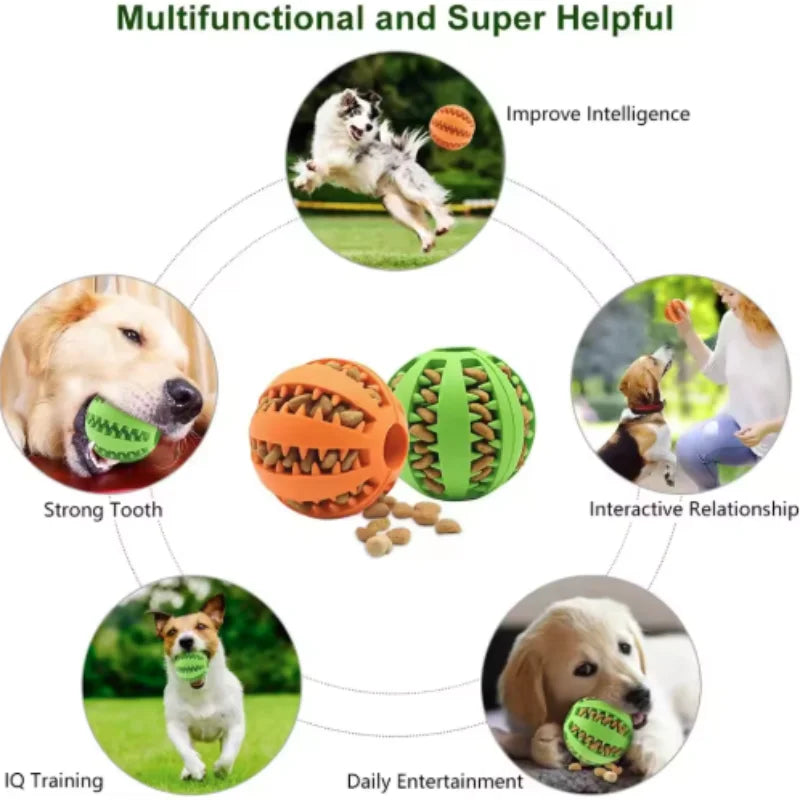 Interactive Dog Toy Ball Rubber Chew Ball for Puppies Pet Tooth Cleaning Feeder Silicone Treat Ball for Cats And Dogs