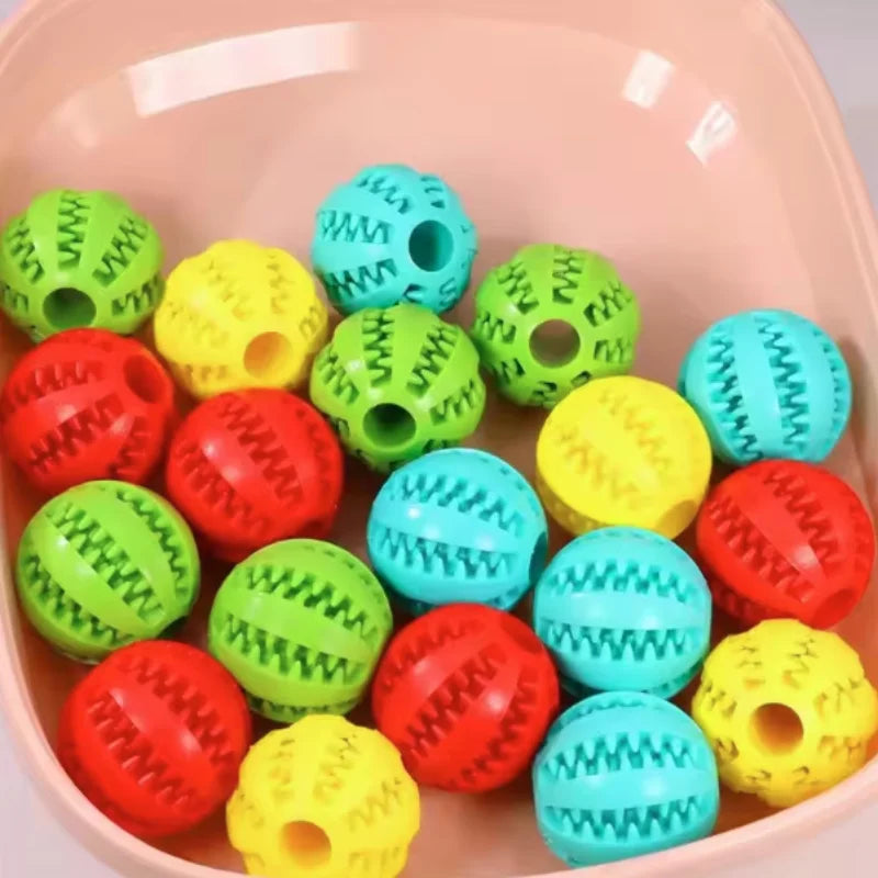 Interactive Dog Toy Ball Rubber Chew Ball for Puppies Pet Tooth Cleaning Feeder Silicone Treat Ball for Cats And Dogs